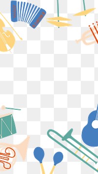 Music illustration png border frame, transparent background