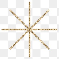 Gold asterisk png sticker, glitter design, transparent background