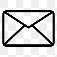 Email icon png sticker, black, transparent background