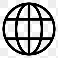 Grid globe png icon sticker, black, transparent background