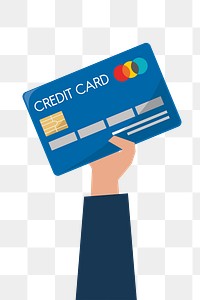 Hand holding png credit card, finance graphic, transparent background