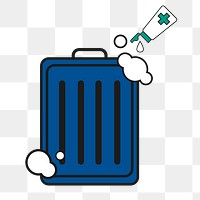 Sanitizer cleaning luggage png, healthcare graphic, transparent background