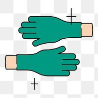 Hands wearing png surgical gloves, healthcare graphic, transparent background