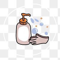 Hand using sanitizer png sticker, COVID-19 prevention graphic, transparent background