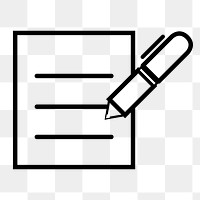 Pen writing png sticker, on document icon, transparent background