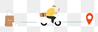 Food delivery man png driving to destination illustration, transparent background