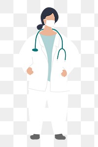 Woman doctor png white gown, healthcare illustration, transparent background