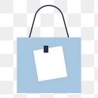 Blue shopping bag png sticker, note paper, transparent background