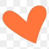 Orange heart png sticker, cute shape graphic, transparent background