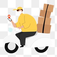 Parcel delivery man png sticker, logistics graphic, transparent background