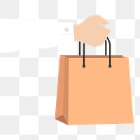 Hand holding png shopping bag graphic, transparent background