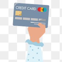 Hand holding png credit card, finance graphic, transparent background