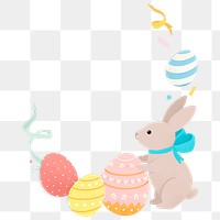 Png Easter bunny border sticker, cute illustration, transparent background