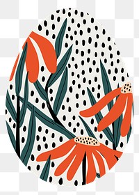 Easter egg png sticker, retro flower pattern, transparent background