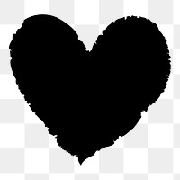 Black heart shape png sticker, transparent background