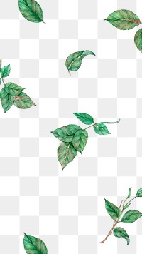 Green leaf png pattern overlay, transparent background