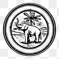 Elephant badge png sticker illustration, transparent background. Free public domain CC0 image.