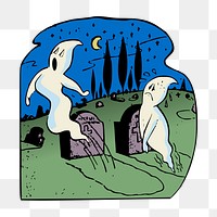 PNG Cute ghost tomb clipart, transparent background. Free public domain CC0 image.