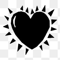 Silhouette heart  png clipart illustration, transparent background. Free public domain CC0 image.