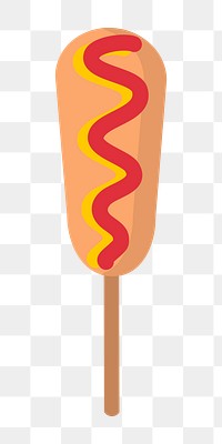 Corn dog png clipart illustration, transparent background. Free public domain CC0 image.