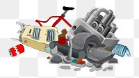 Metal waste  png clipart illustration, transparent background. Free public domain CC0 image.