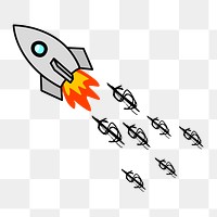 Rocket startup  png clipart illustration, transparent background. Free public domain CC0 image.