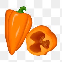 Orange bell pepper  png clipart illustration, transparent background. Free public domain CC0 image.