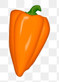 Orange bell pepper  png clipart illustration, transparent background. Free public domain CC0 image.