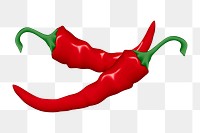 Red chili  png clipart illustration, transparent background. Free public domain CC0 image.