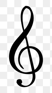 Treble clef png clipart illustration, transparent background. Free public domain CC0 image.