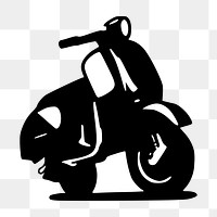 Silhouette scooter  png clipart illustration, transparent background. Free public domain CC0 image.
