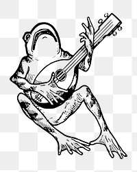 PNG Musician frog clipart, transparent background. 