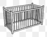 Baby crib  png clipart illustration, transparent background. Free public domain CC0 image.