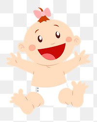 Baby girl png illustration, transparent background. Free public domain CC0 image.