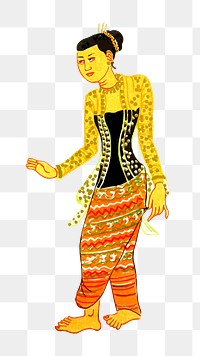 Vintage Burmese woman png illustration, transparent background. Free public domain CC0 image.