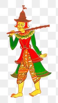 Vintage Burmese man png illustration, transparent background. 