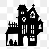 PNG Haunted house, Halloween clipart, transparent background. Free public domain CC0 image.