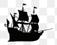 PNG Pirate ship silhouette clipart, transparent background. Free public domain CC0 image.