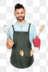 Chef with apron png sticker, transparent background