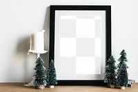 Festive photo png frame mockup, Christmas decor, transparent design