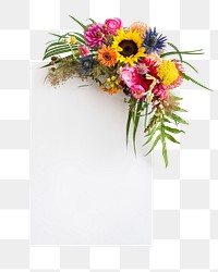 PNG flower bouquet on paper sticker, transparent background