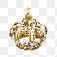 Gold royal crown png sticker, transparent background