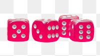 Pink dice png sticker, transparent background