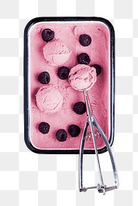 Raspberry ice-cream png sticker, transparent background