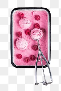 Raspberry ice-cream png sticker, transparent background