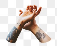 Tattooed arms png sticker, transparent background