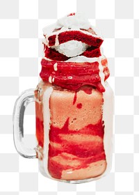 Strawberry milkshake png sticker, transparent background