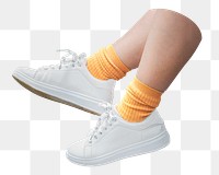 Kid's white sneakers png sticker, transparent background