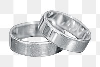 Silver wedding rings png sticker, transparent background