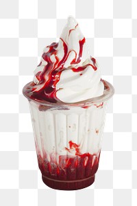 Strawberry ice-cream sundae png sticker, transparent background